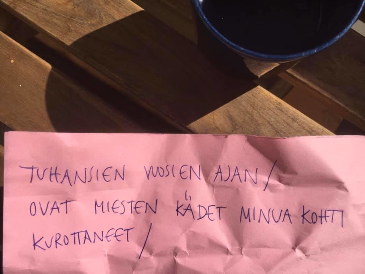 Osa Rosa Meriläisen kirjoittamasta runosta