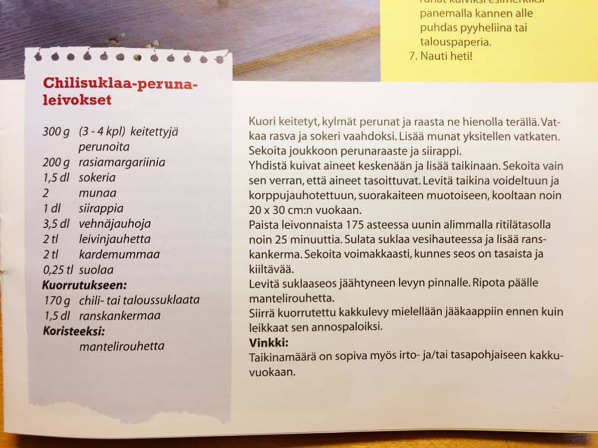 Chilisuklaa-perunaleivos resepti