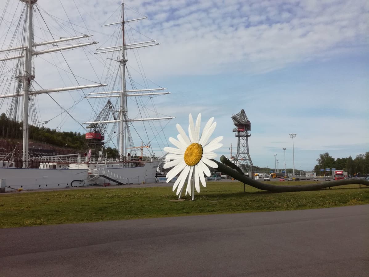 Päivänkakkara -taideteos Turussa, Forum Marinumin edustalla