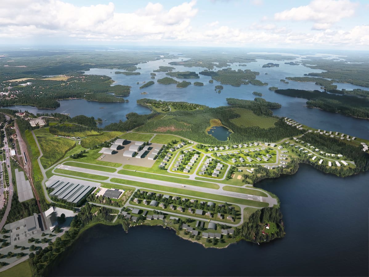 Havainnekuva tulevasta Airpark-alueesta Mänttä-Vilppulassa