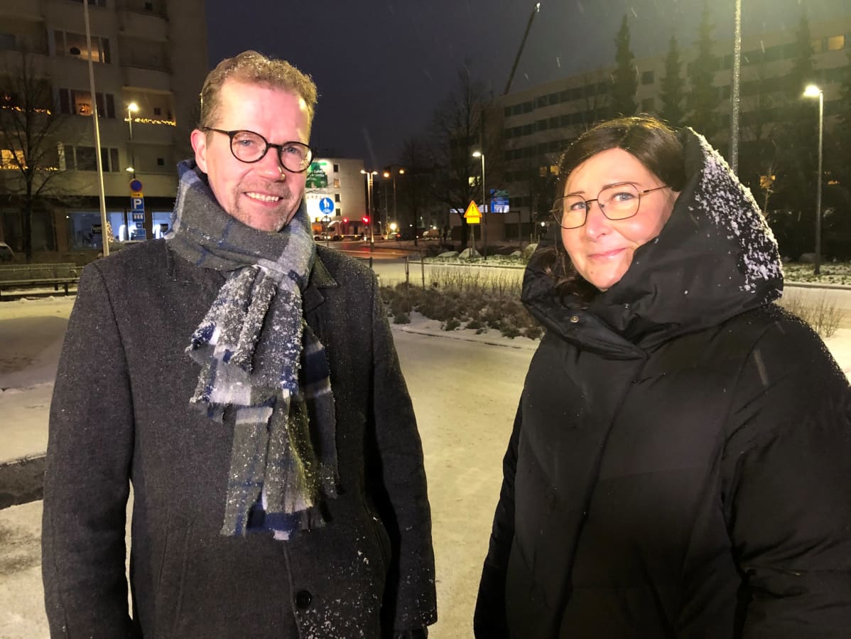 Lahden maankäyttöjohtaja Petri Honkanen ja Lahti City ry:n toiminnanjohtaja Pipsa Wirtanen