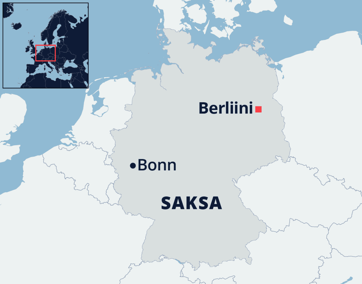 Kartalla Bonn ja Berliini Saksassa.
