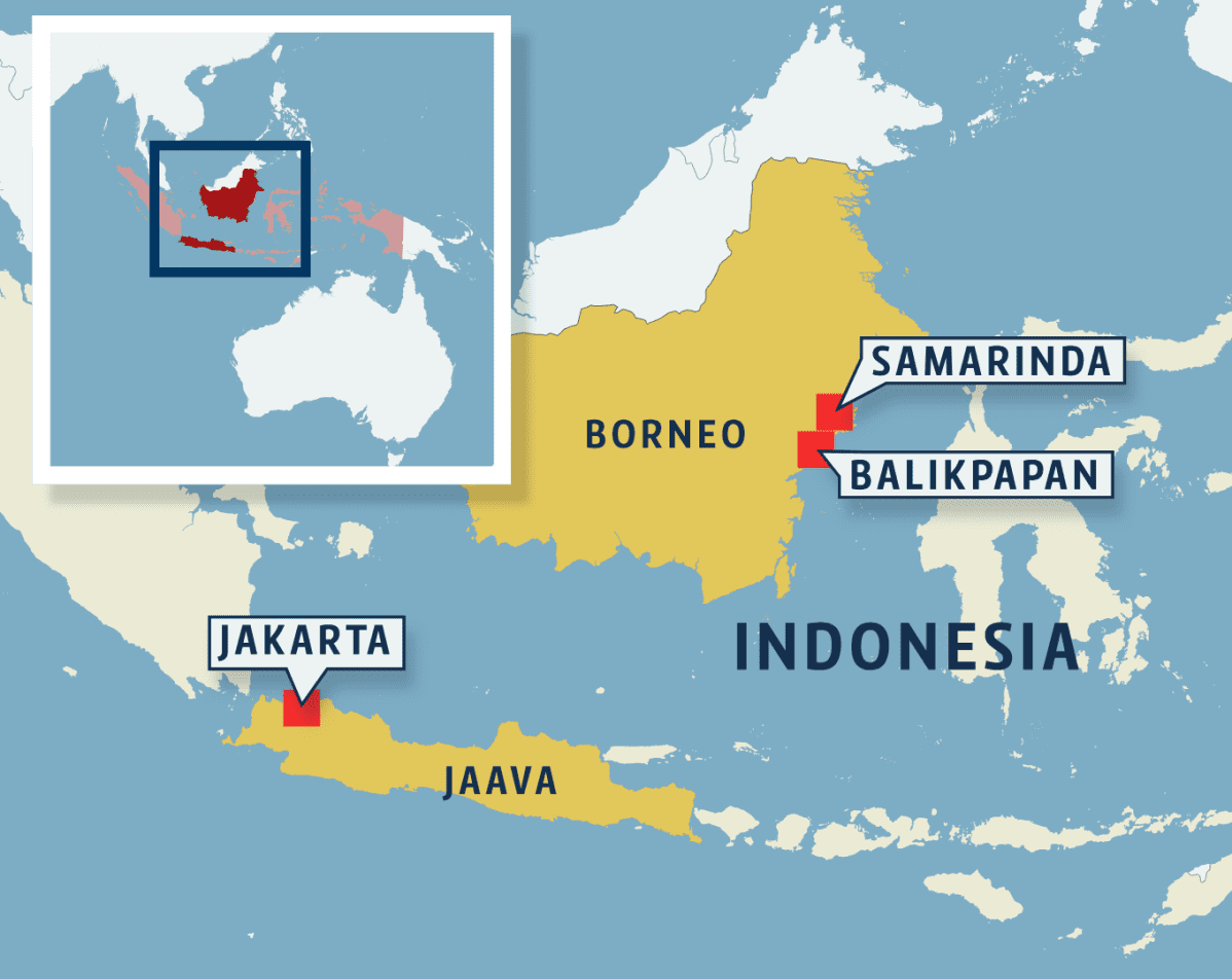 jakarta kartta Indonesia suunnittelee siirtävänsä pääkaupunkinsa Borneon saarelle 