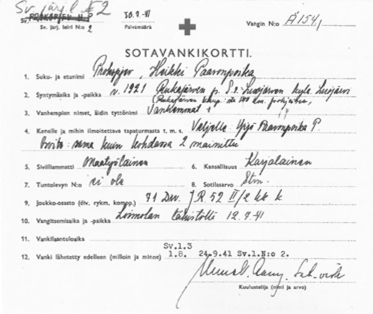 Heikin sotavankikortti.