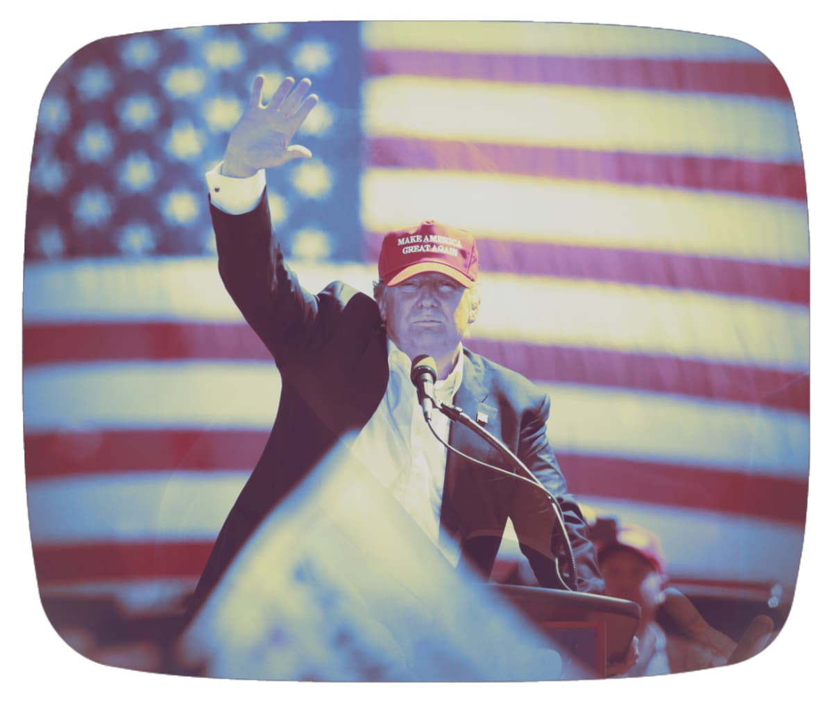 Käsitelty kuva Donald Trumpista.