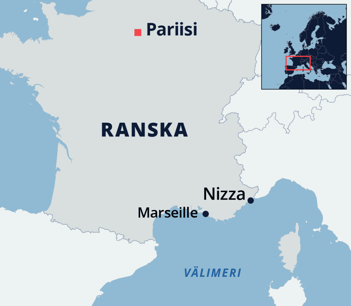 Kartta Ranskasta.