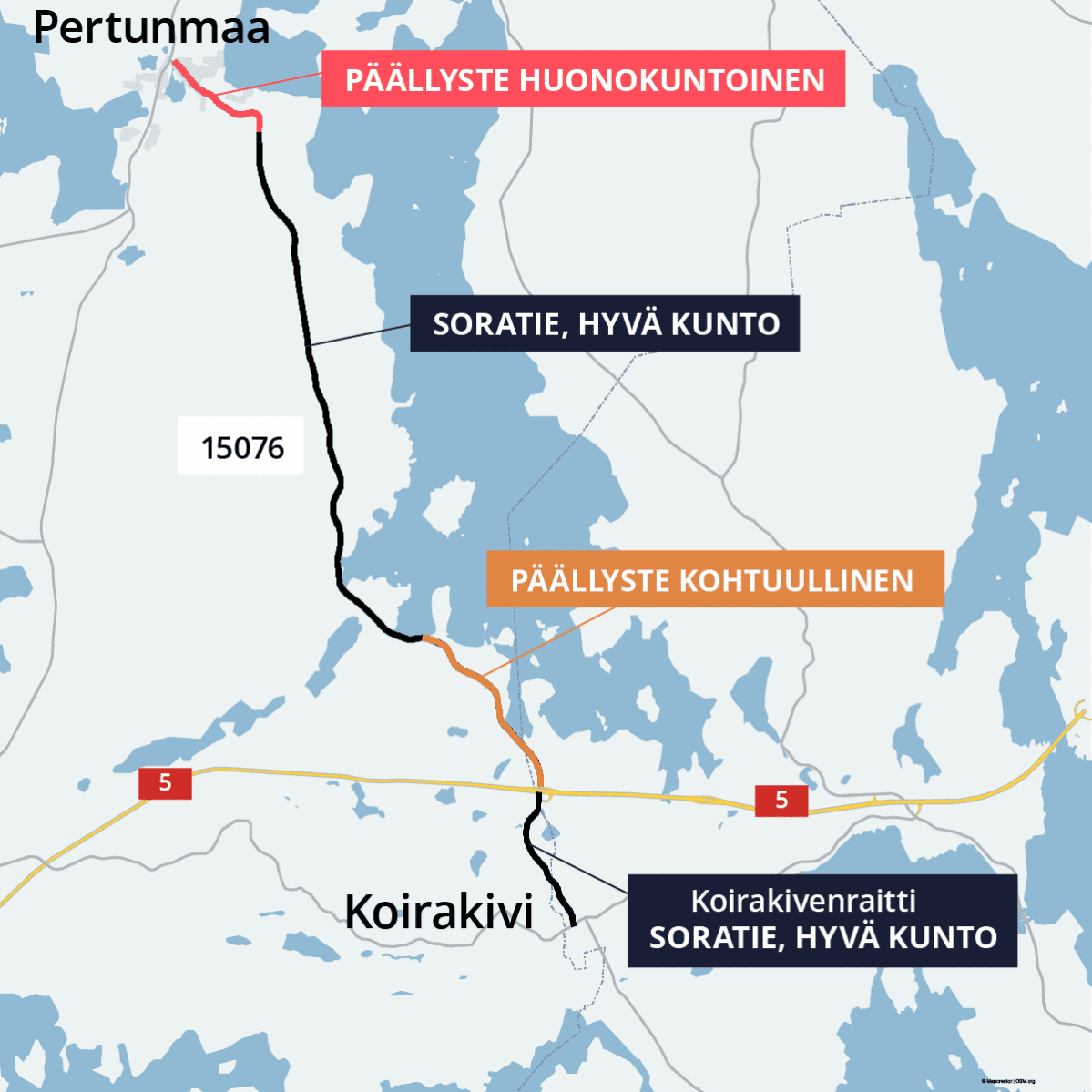 Kartta missä tie nr 15076