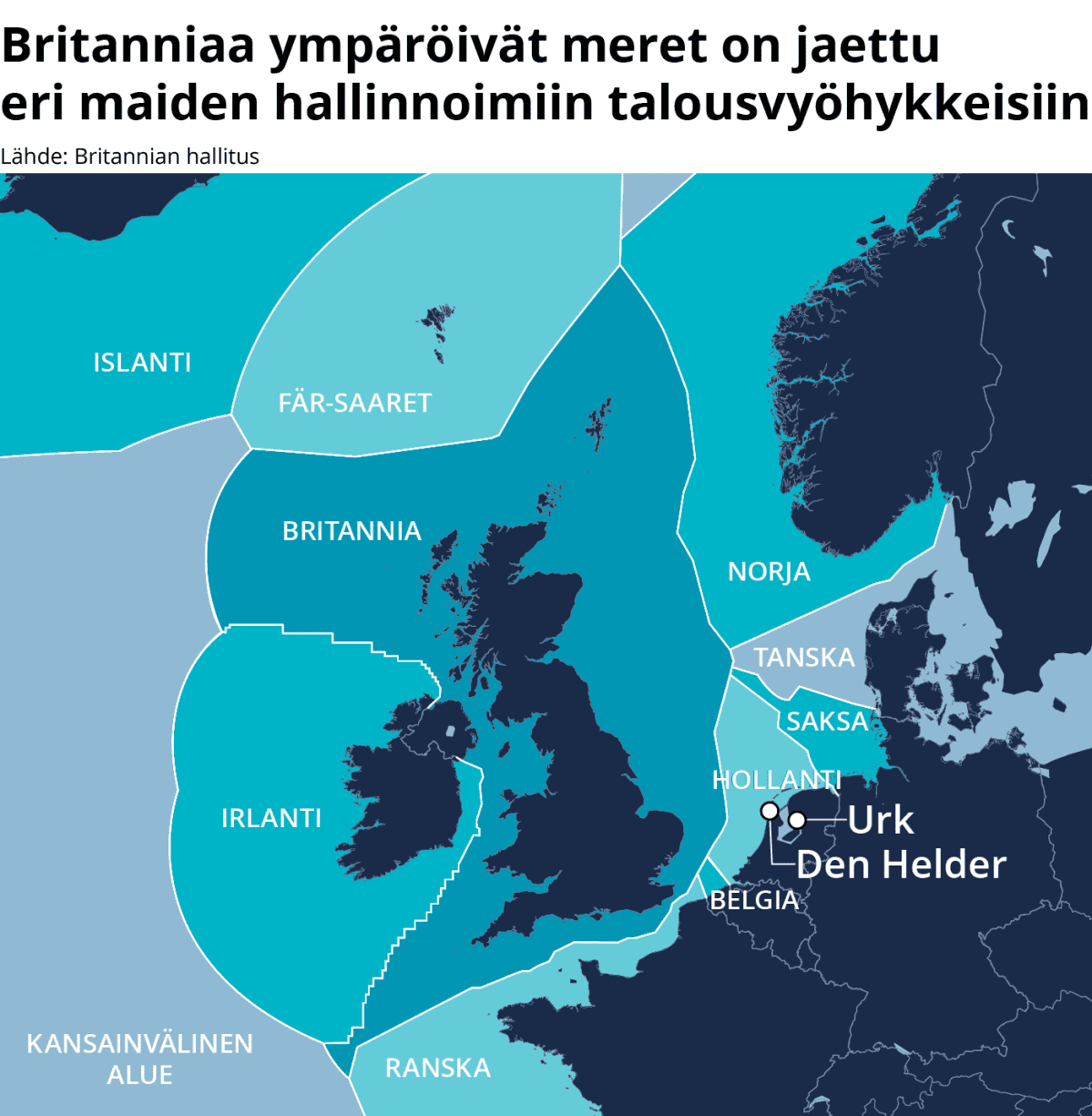 Kartta Pohjanmeren talousalueista