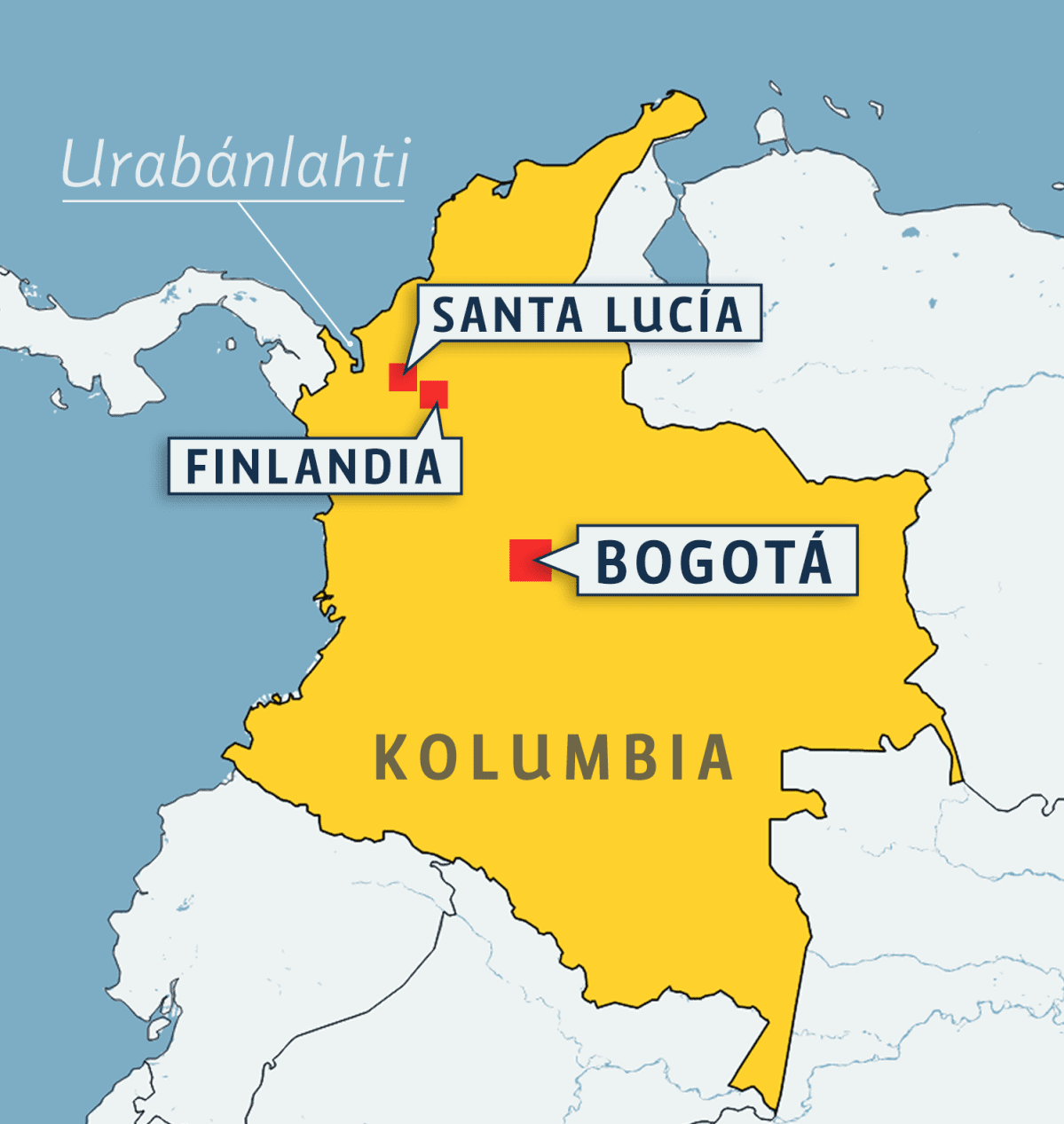 kolumbia kartta Kolumbian takamailta löytyy Finlandia, jossa huumebisnes kukoistaa 
