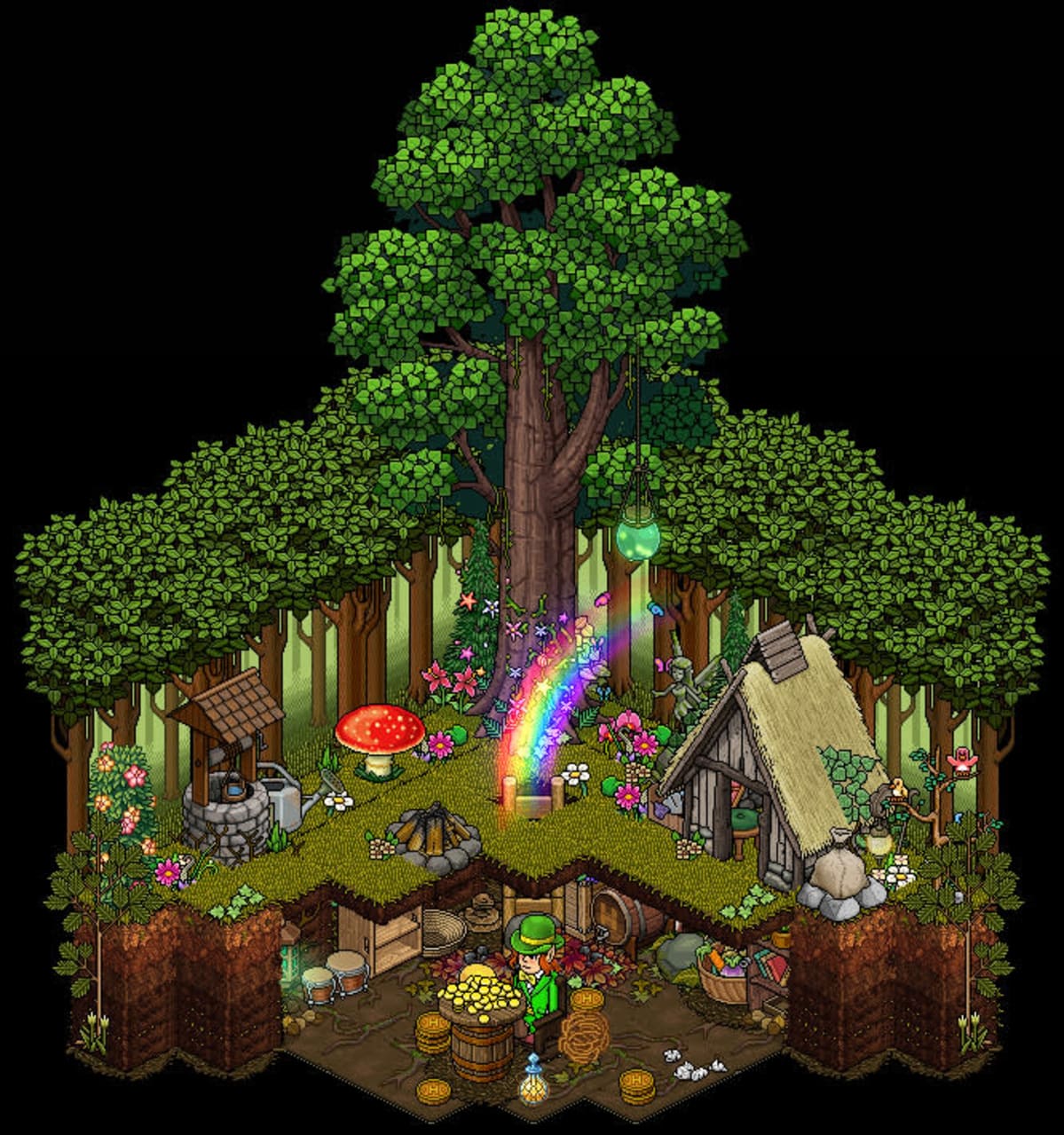 Habbo Hotel -pelimaailman ruutukaappaus.