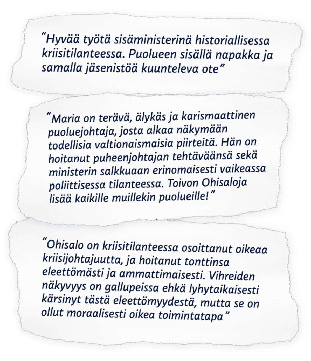 Vihreiden kehut Ohisalolle.