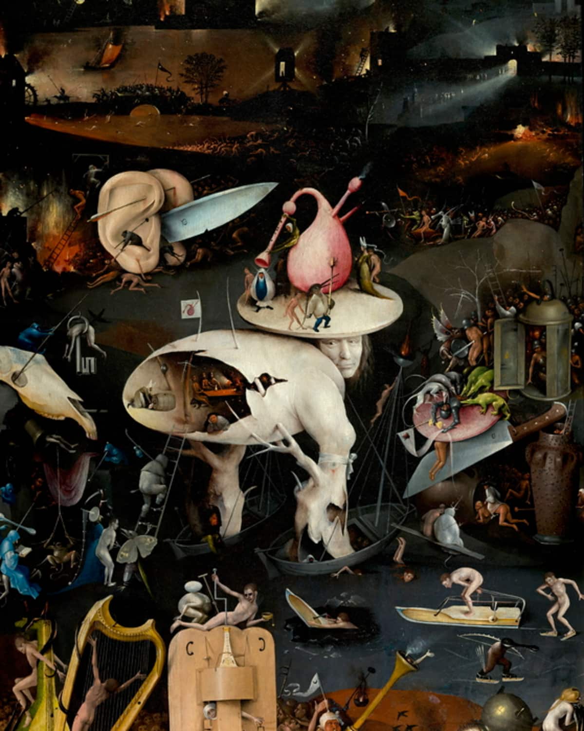 Yksityiskohta Hieronymus Boschin maalauksesta Maallisten ilojen puutarha (1500-1505).