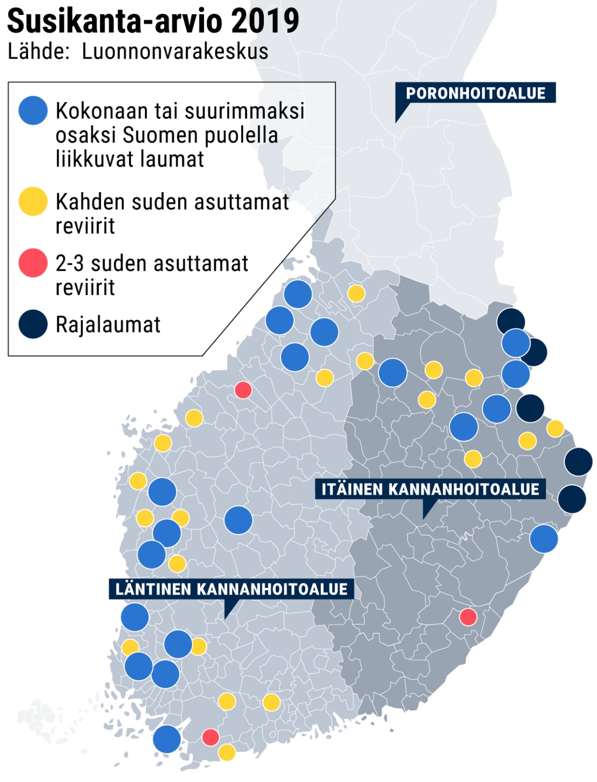 susi kartta Suomessa on nyt noin 200 sutta pentuineen – Katso kartalta, millä 