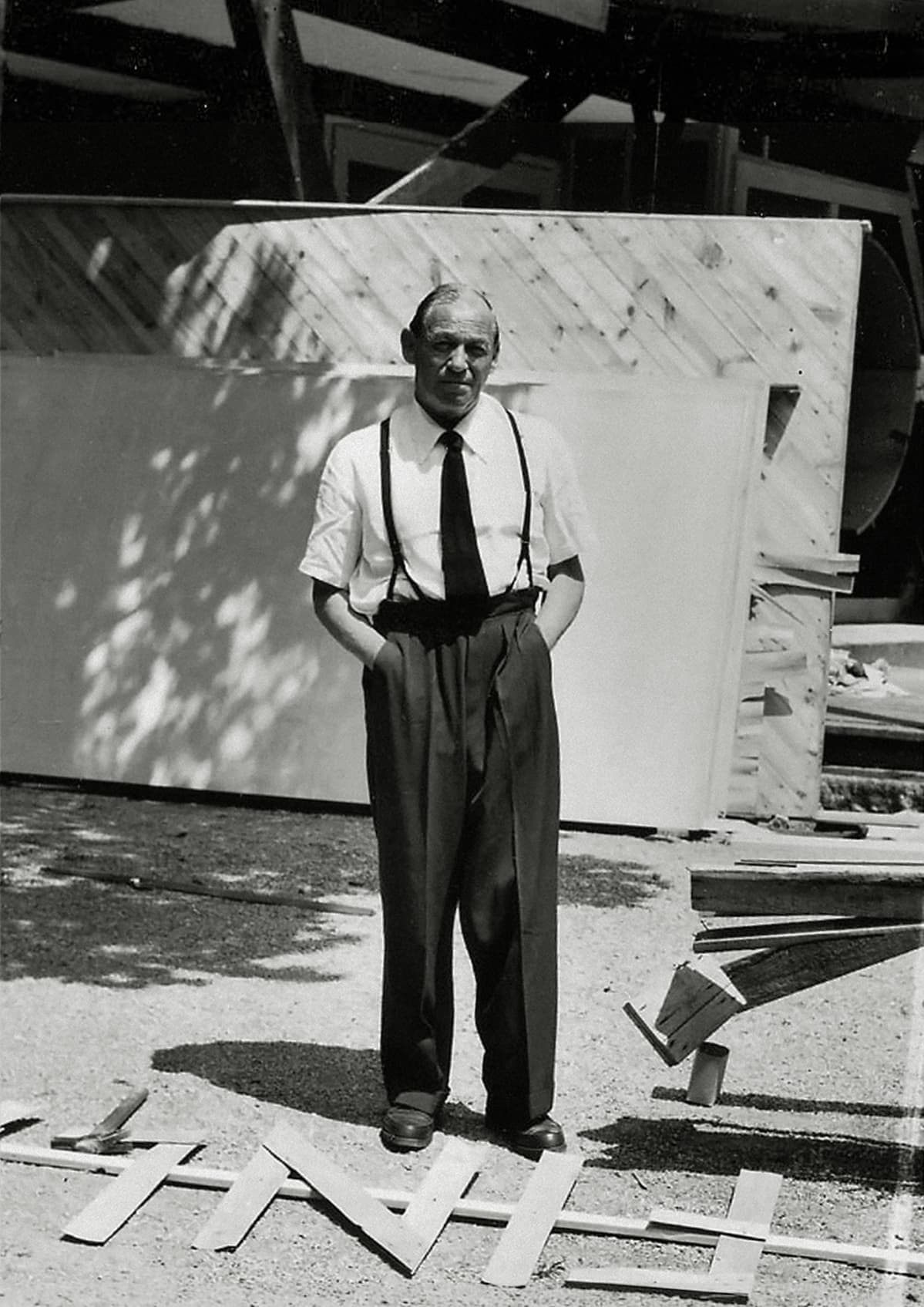 Alvar Aalto 1956 Venetsian Paviljongin työmaalla