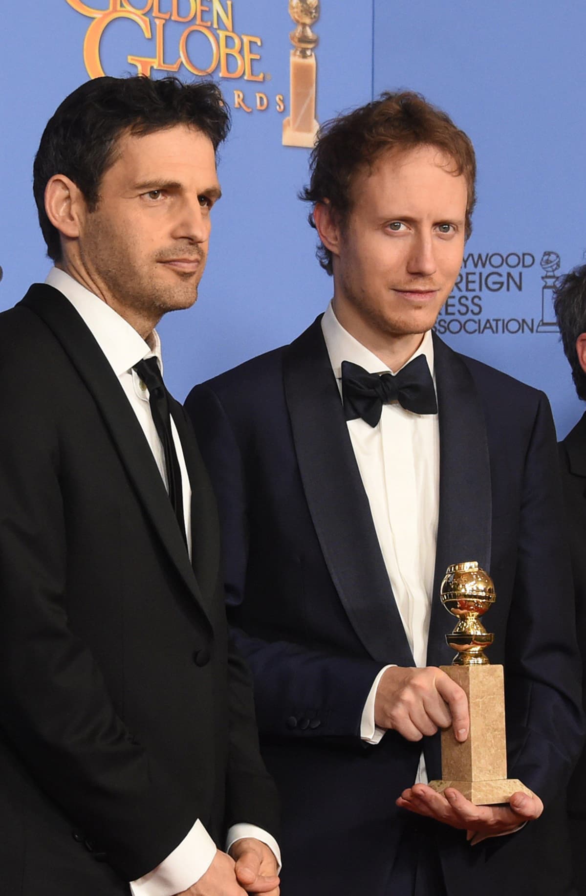 Son of Saul -elokuvan näyttelijä Geza Rohrig (vas.) ja ohjaaja Laszlo Nemes.