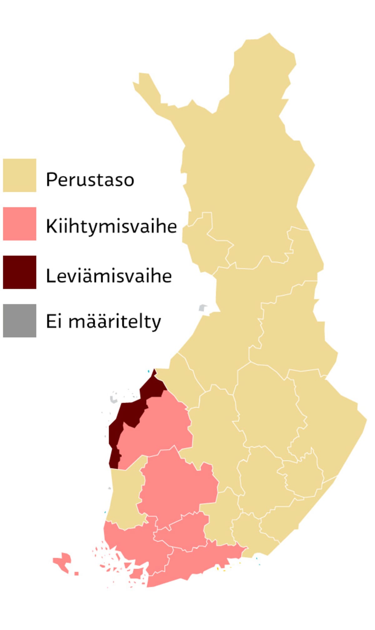 Kiihtymis- ja leviämisalueet sairaanhoitopiireittäin 22.10.2020