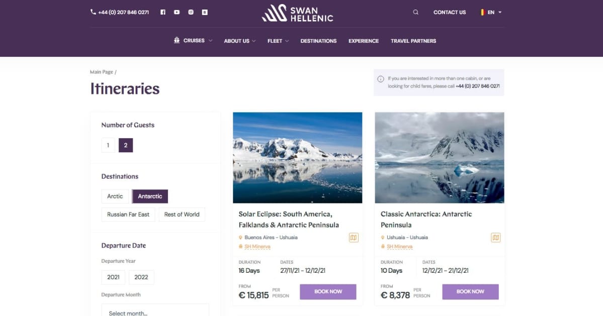 Swan Hellenicin verkkosivut