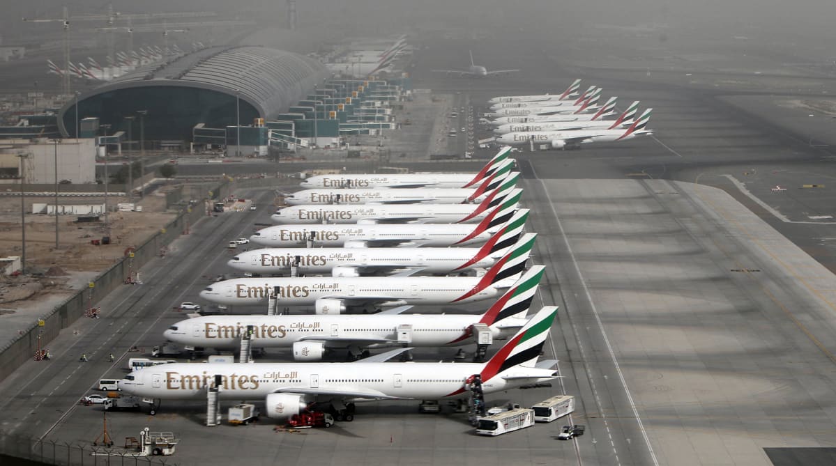 Emirates Airlinesin koneita Dubain lentokentällä