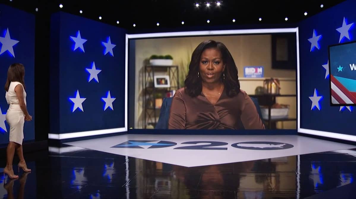 michelle obama videoscreenillä