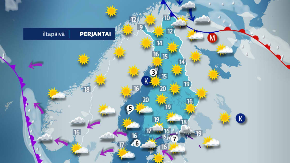 perjantain sääkartta