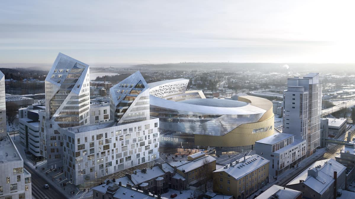 Havainnekuva Tampereen Kannesta ja Areenasta