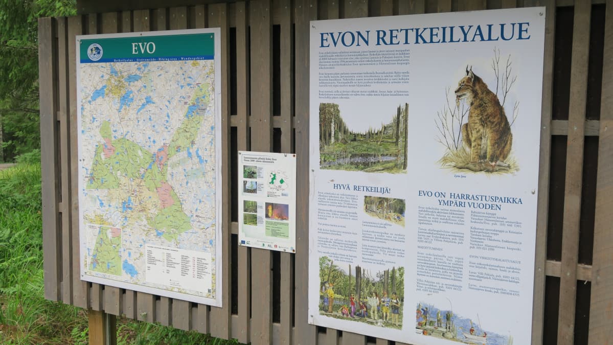 Evon retkeilyalueen opastaulu