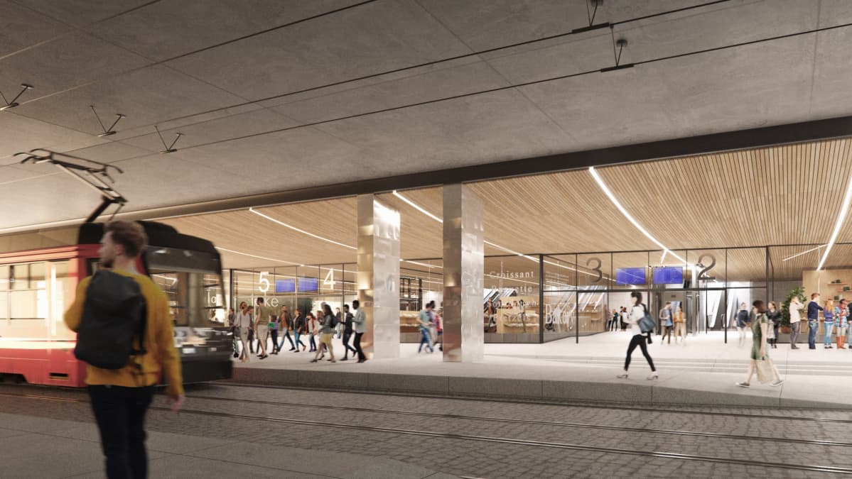 Havainnekuva Tampereen asemakeskuksesta.