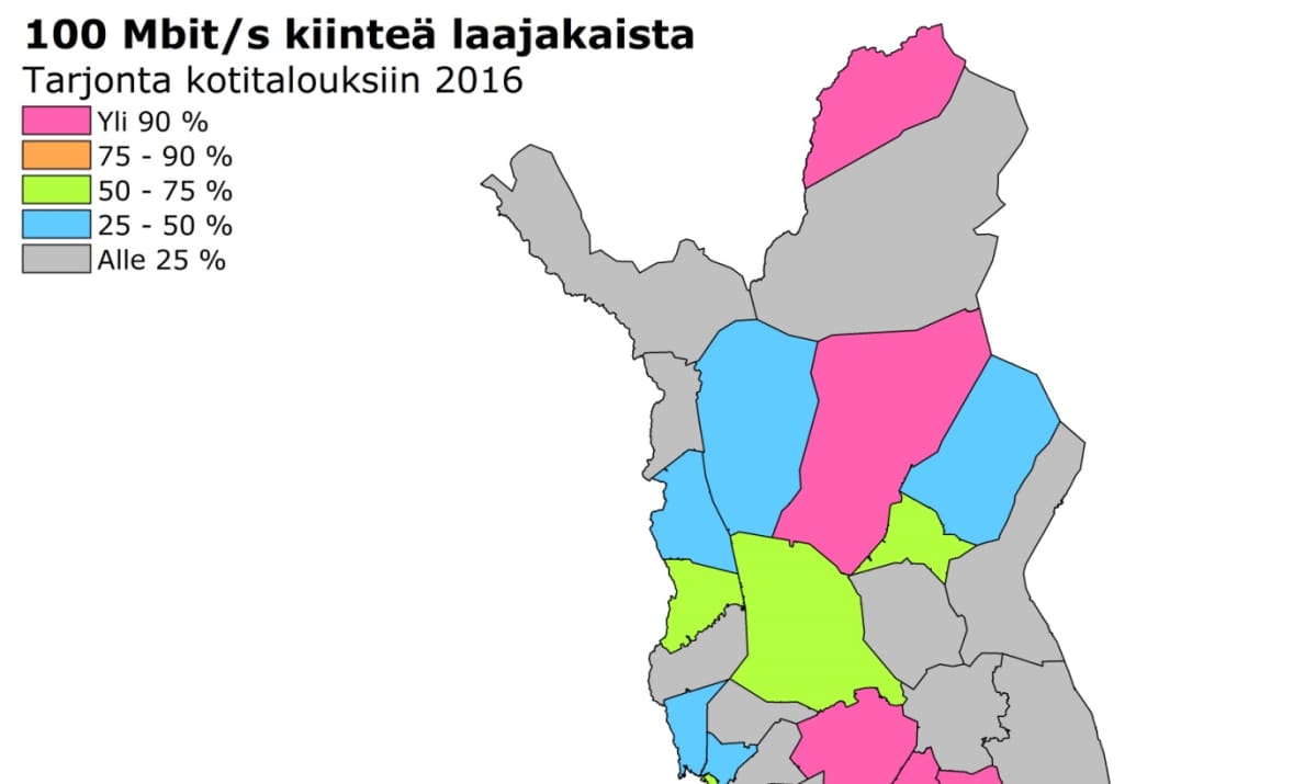 Lapissa on suuria vaihtelyuita kiinteän laajakaistan tarjonnassa.
