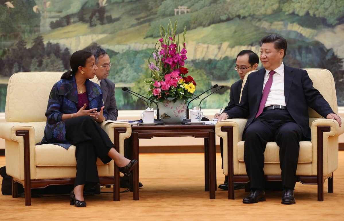 Susan Rice keskusteluissa Pekingissä presidentti Xi Jinpingin kanssa kesällä 2016.