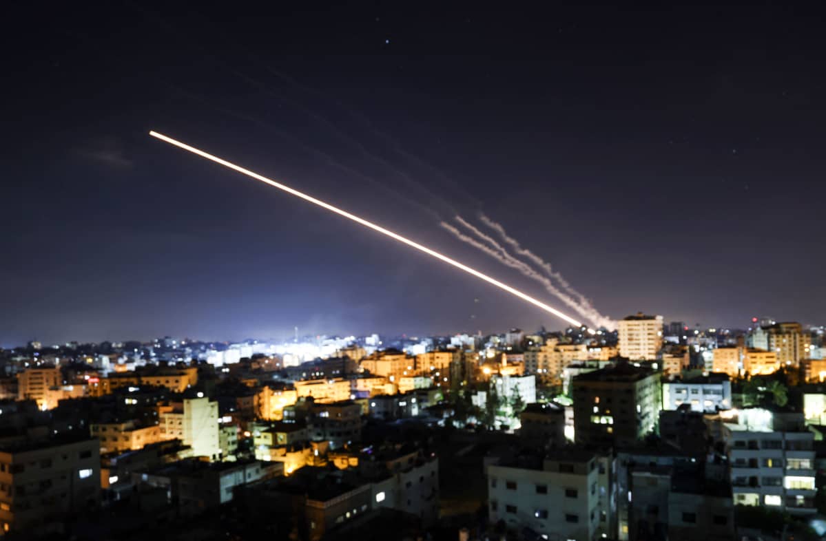 Raketer mot Gaza morgonen 15.5.2021.