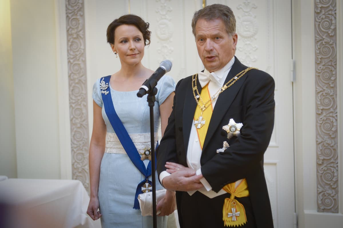Itsenäisyyspäivän vastaanotto Presidentin Linnassa, kuvassa Jenni Haukio ja Sauli Niinistö, Helsingissä 06. joulukuuta 2014.