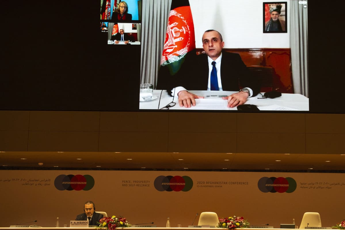 Varapresidentti Amrullah Saleh osallistui Afganistan-avustuskokoukseen etäyhteydellä.