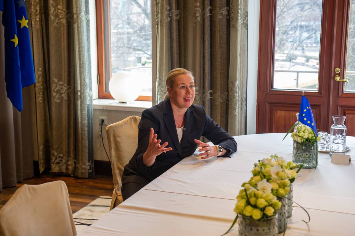 EU:n kansainvälisistä kumppanuuksista vastaava komissaari Jutta Urpilainen. 5.4.2021.