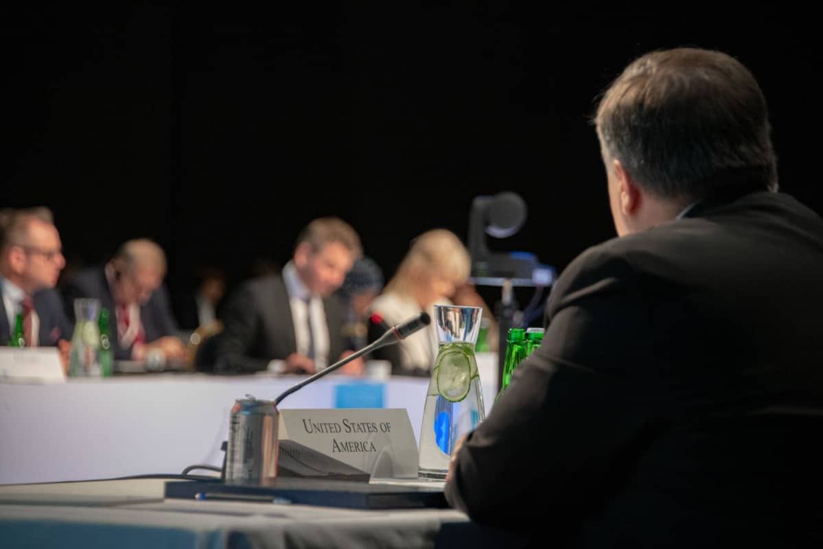 Yhdysvaltain ulkoministeri Mike Pompeo Rovaniemellä toukokuussa 2019.