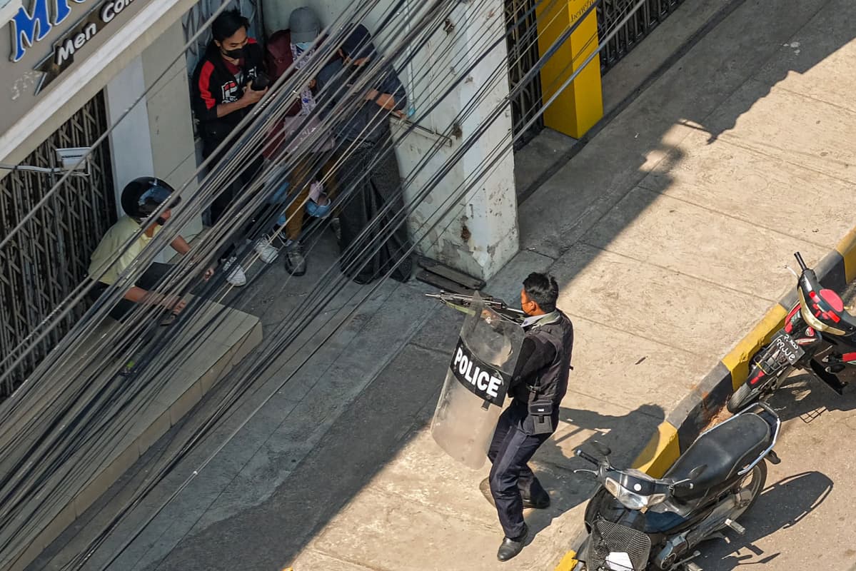 Mielenosoitus Yangonissa.