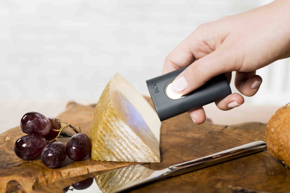 Scanning cheese.