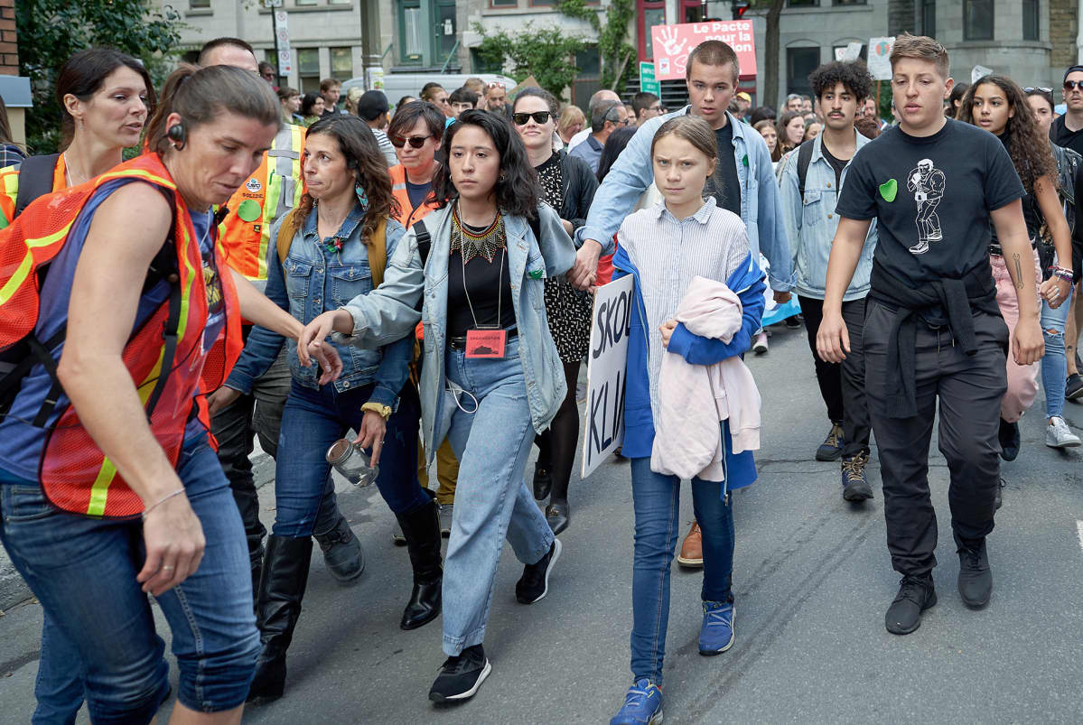 Greta Thunberg ilmastomarssilla Montrealissa