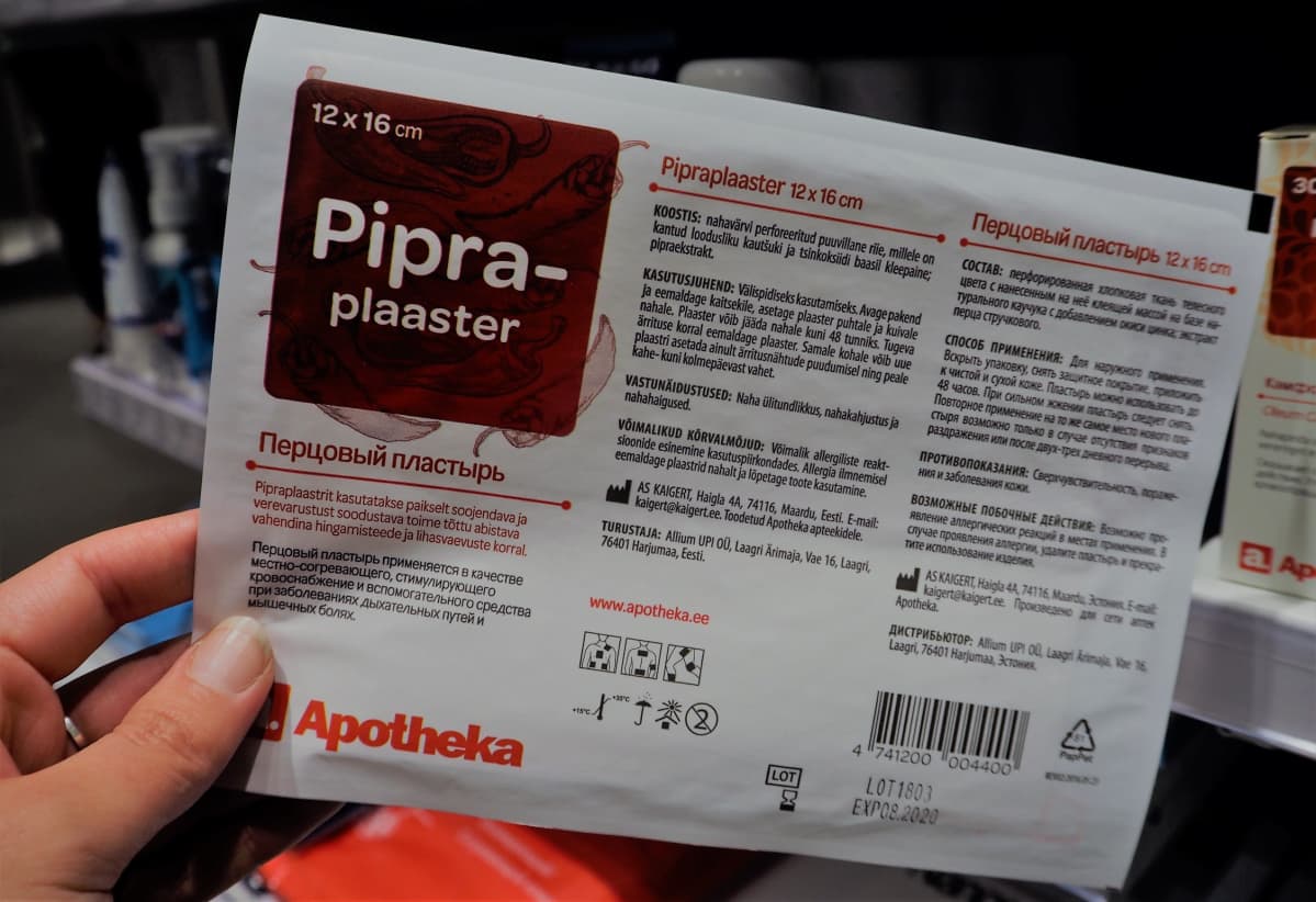 Pippurilaastari on perinteinen virolainen hoitomuoto flunssaan ja lihassärkyihin.