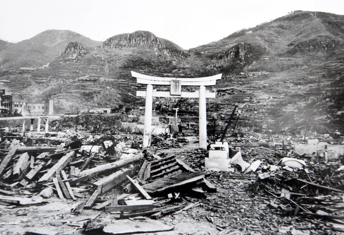 Atomipommin tuhoja Nagasakissa 9. elokuuta 1945.