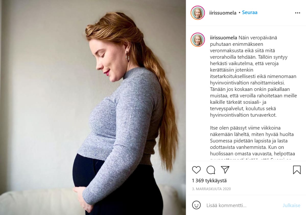 Iiris Suomelan Instagram-päivitys