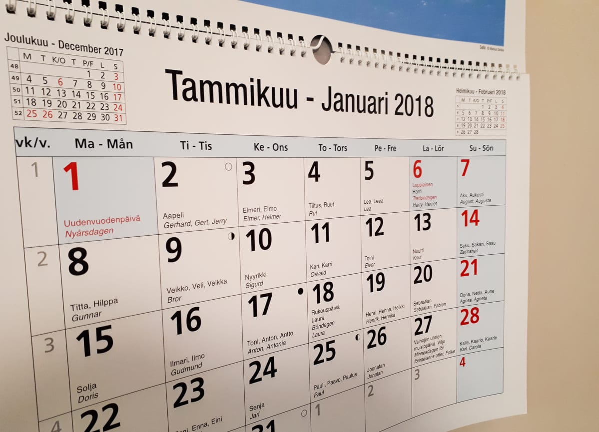 Seinäkalenteri almanakka vuodelle 2018