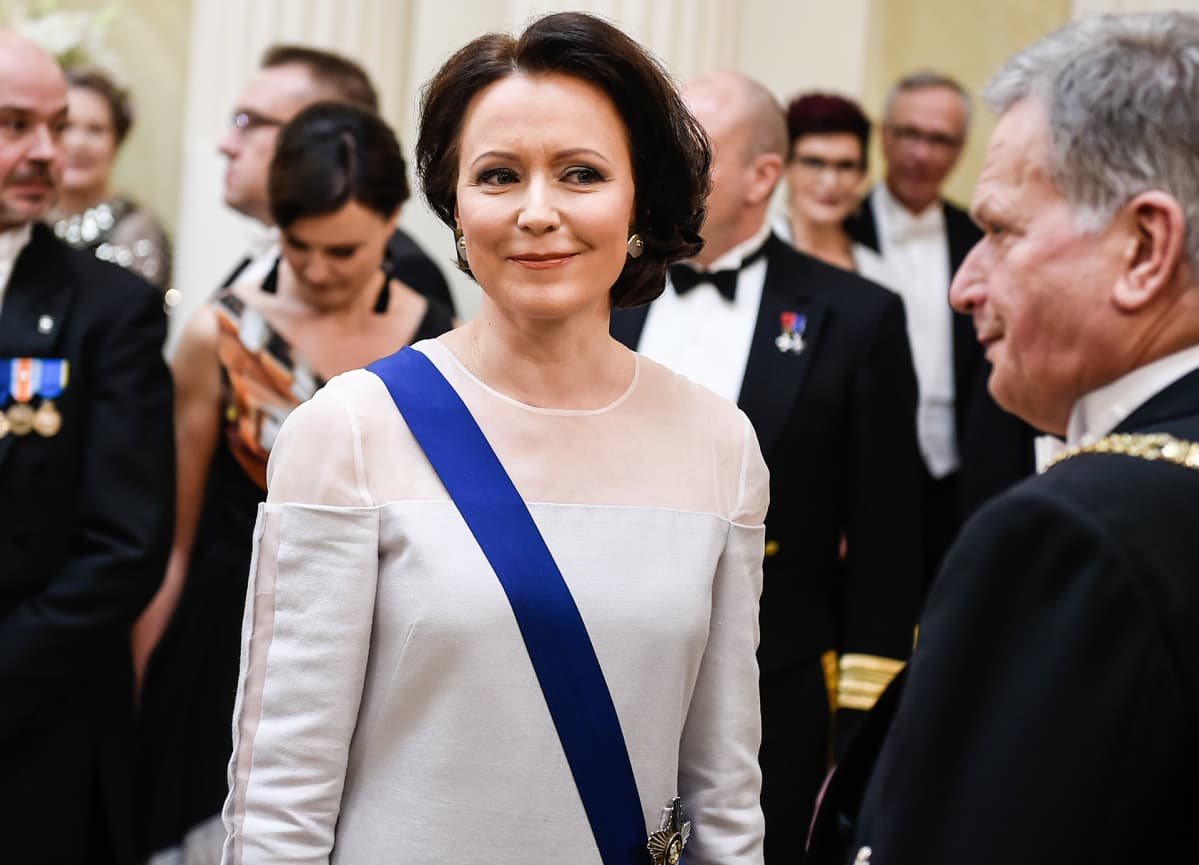 Jenni Haukio itsenäisyyspäivän vastaanotolla Helsingissä.