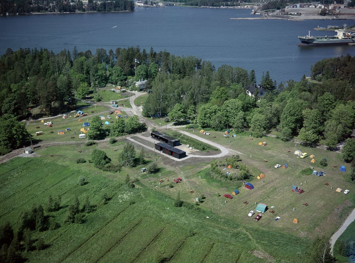 Tullisaaren leirintäalue vuonna 1969 Helsingin Laajasalossa, ilmakuva