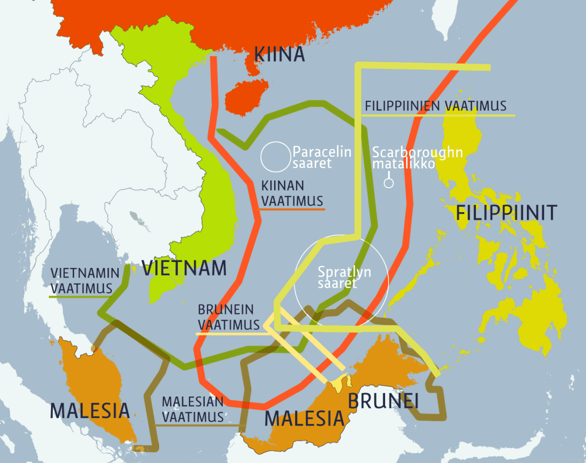 etelä kiinan kartta Kiina omii pian koko Etelä Kiinan meren – ASEAN maiden kokous on 
