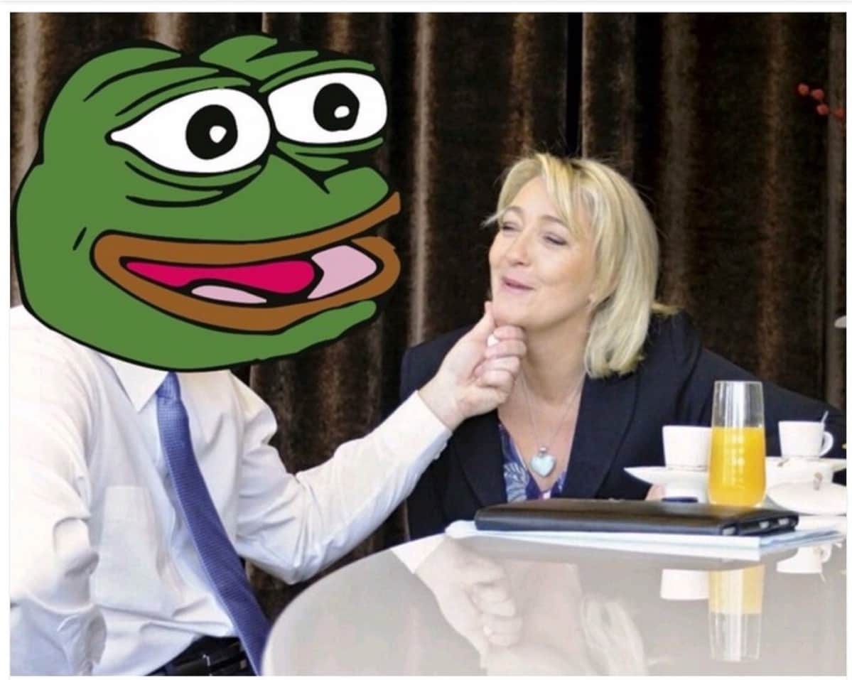 Vihreästä sammakosta on tullut myös ranskalaisen äärioikeiston symboli. Presidenttiehdokas Le Penistä ja Pepe the Frogista levitetään innokkaasti nettimeemejä.