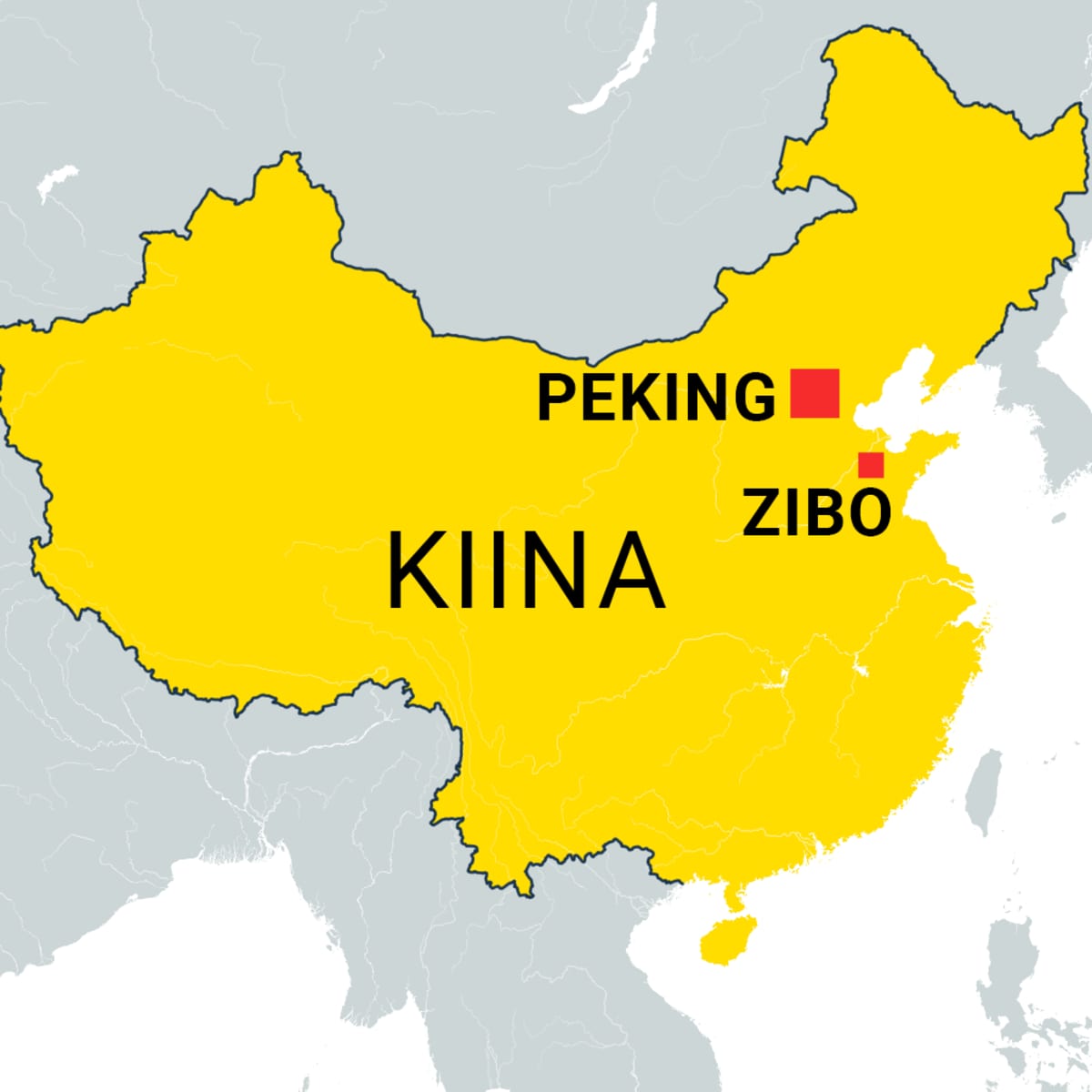 Kiinan kartta, Peking ja Zibo