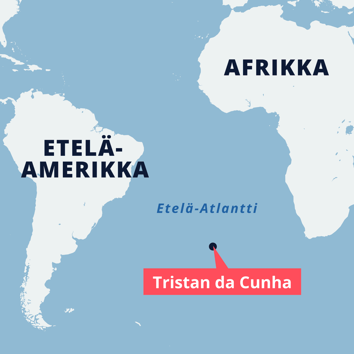 Tristan da Cunha -saari Etelä-Atlantilla.