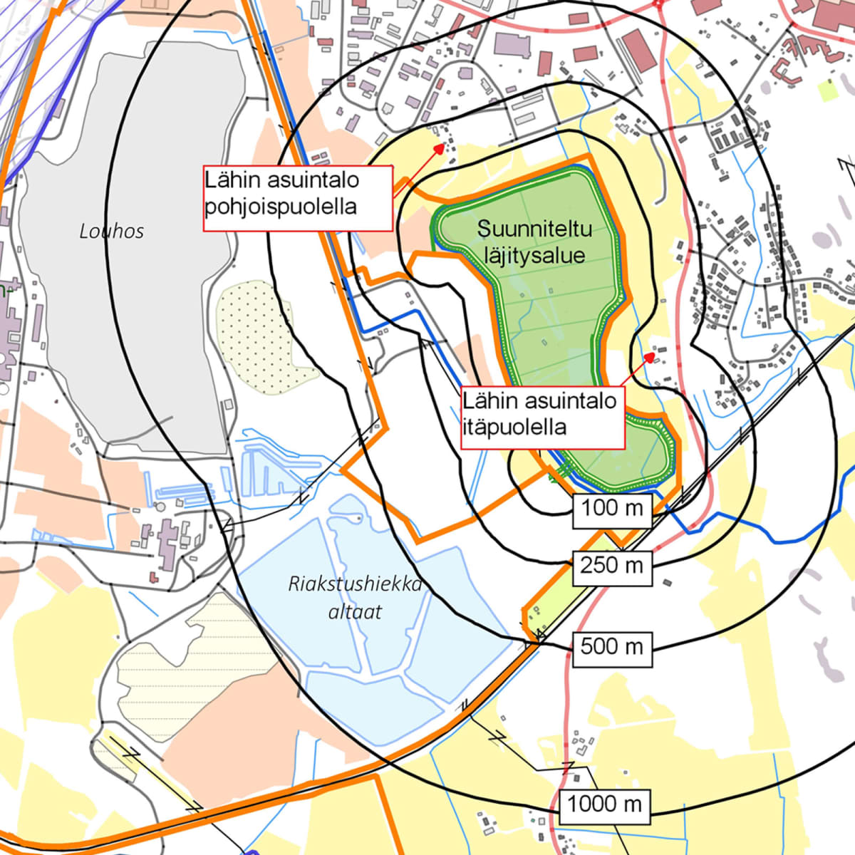 Ihalaisen kaivoksen koillisläjitysalueen kartta