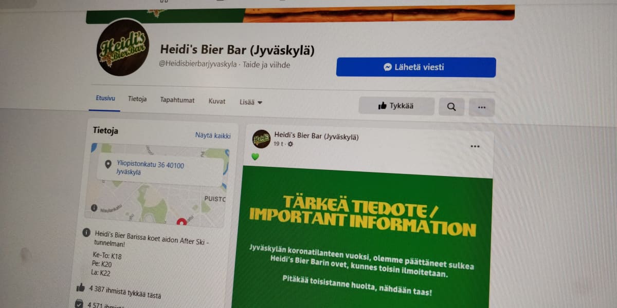 Heidi's Bier Barin Facebook sivu.
