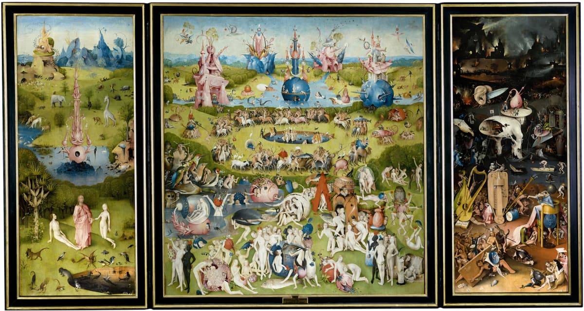 Hieronymus Boschin maalaus Maallisten ilojen puutarha (1500-1505).